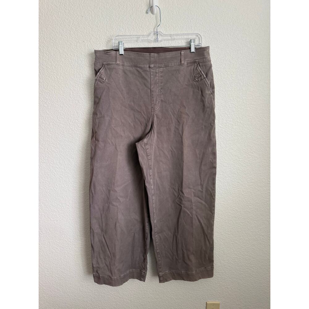 Spanx Jeans Women 2X Brown Wide Leg Elastic Waist FLAW